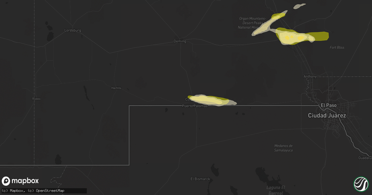 Hail map in Columbus, NM on May 18, 2016