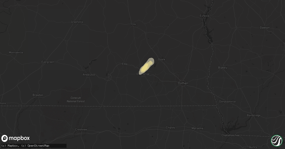 Hail map in Enterprise, AL on May 18, 2016