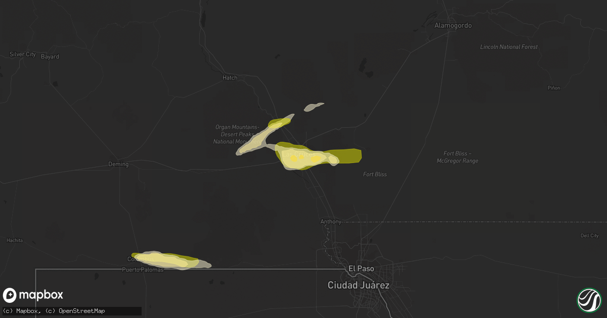 Hail map in Las Cruces, NM on May 18, 2016