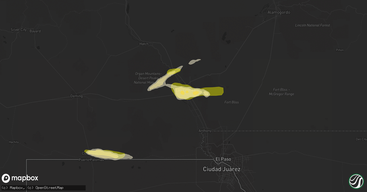 Hail map in Mesilla, NM on May 18, 2016