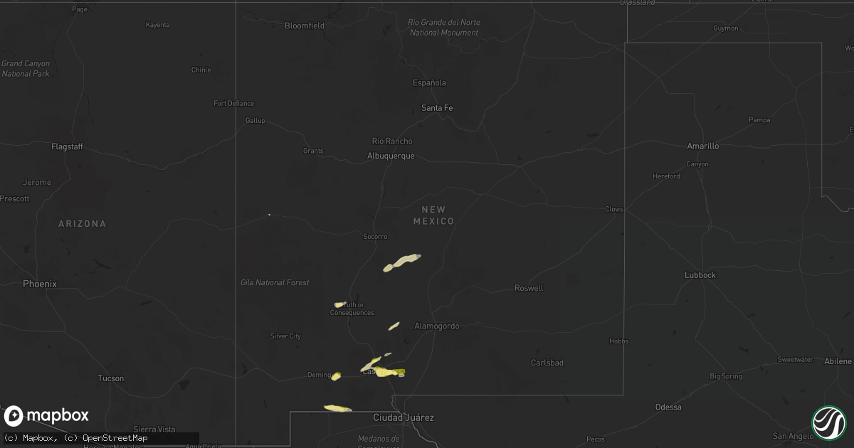 Hail map in New Mexico on May 18, 2016