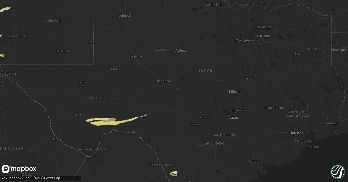 Hail map in Texas on May 18, 2016