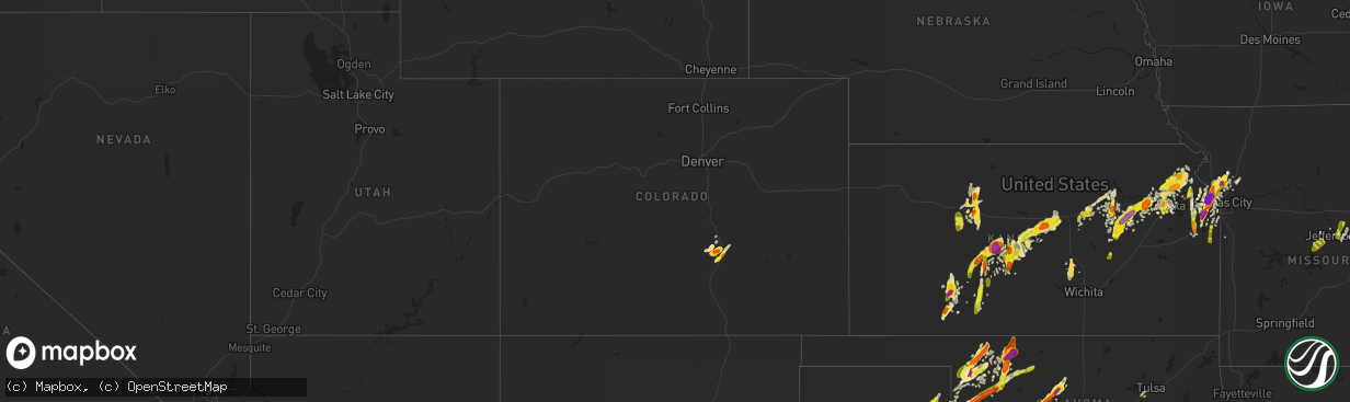 Hail map in Colorado on May 18, 2017