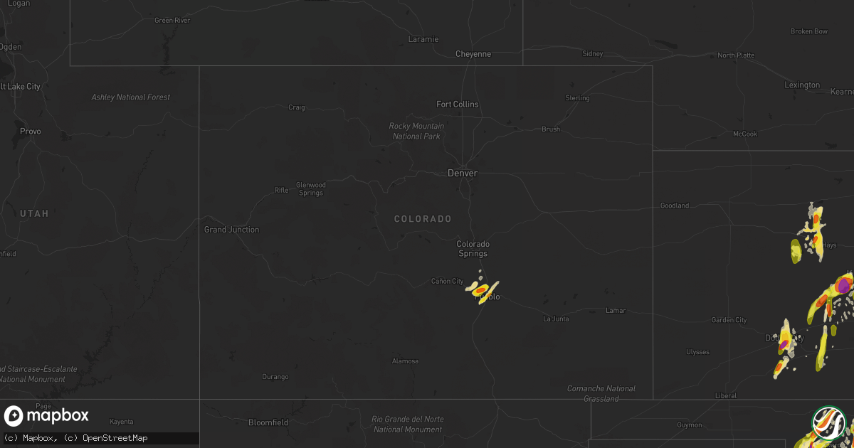 Hail map in Colorado on May 18, 2017