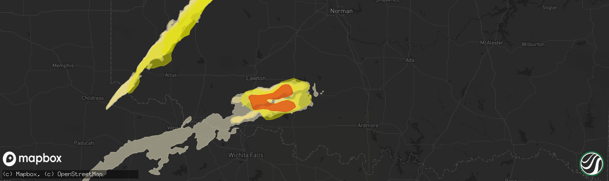 Hail map in Duncan, OK on May 18, 2017