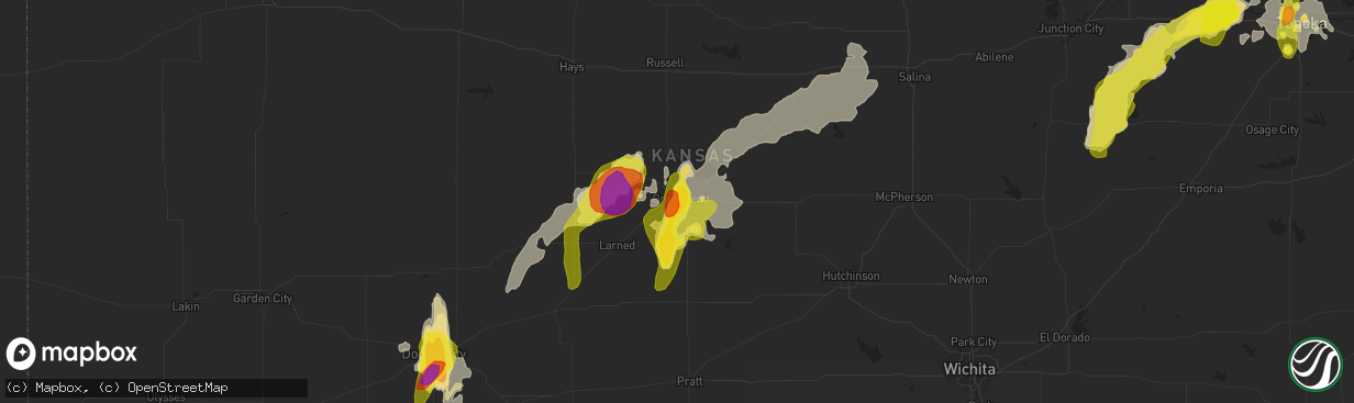 Hail map in Great Bend, KS on May 18, 2017