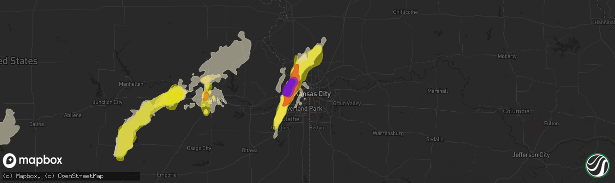 Hail map in Kansas City, KS on May 18, 2017