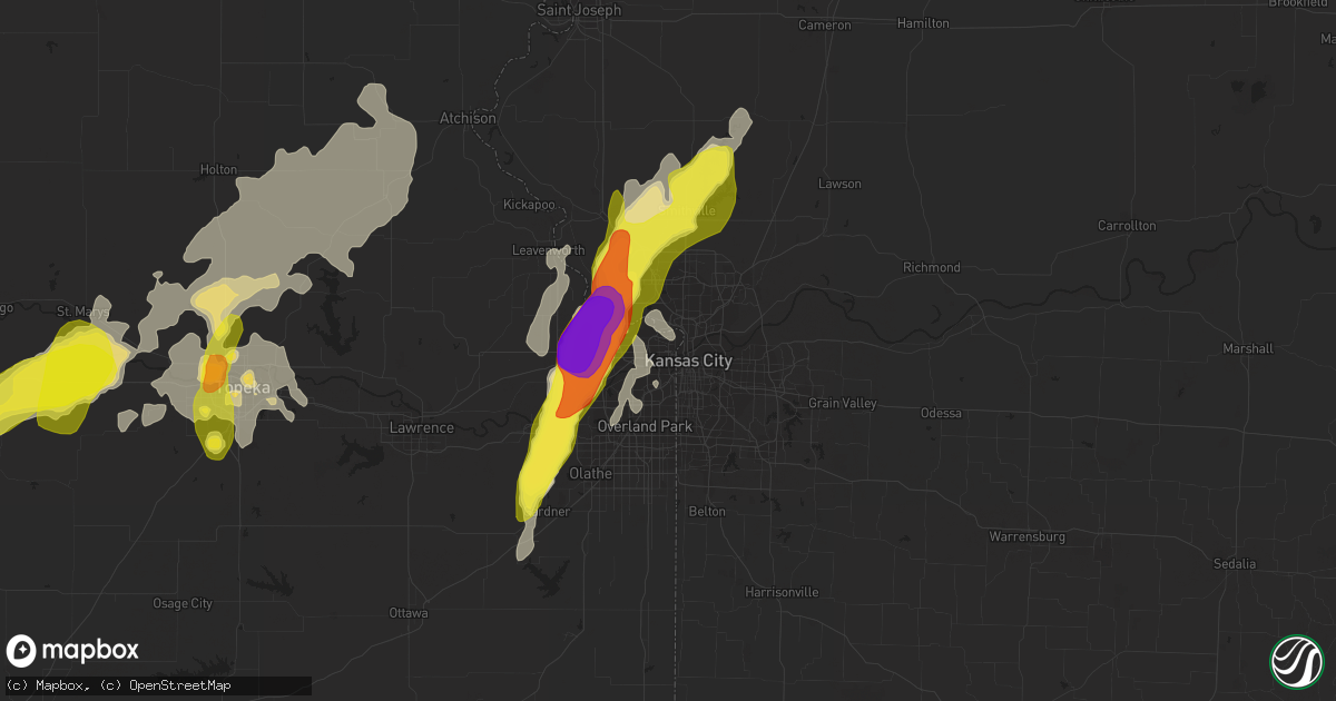 Hail map in Kansas City, KS on May 18, 2017
