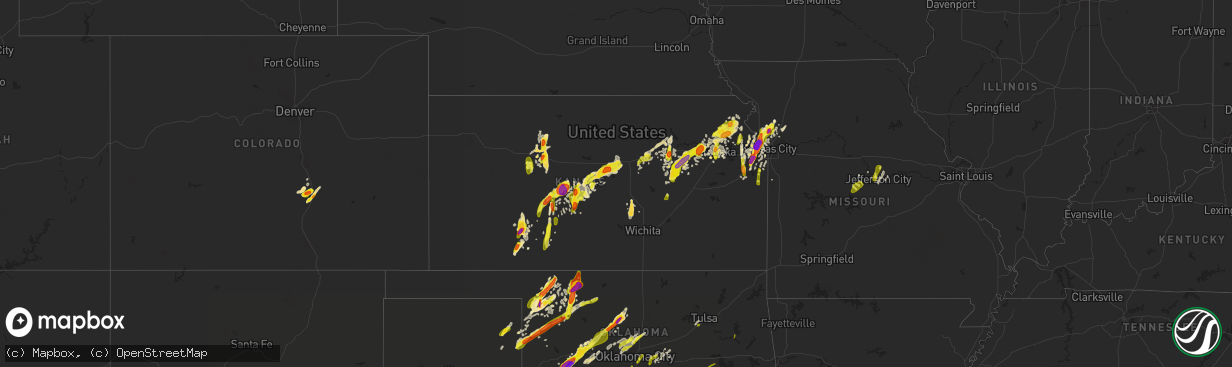 Hail map in Kansas on May 18, 2017