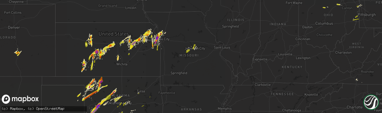 Hail map in Missouri on May 18, 2017