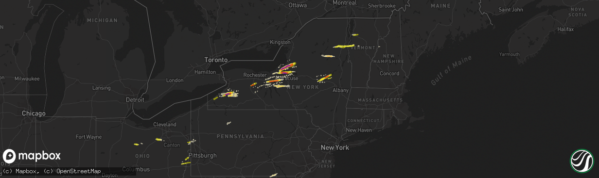 Hail map in New York on May 18, 2017