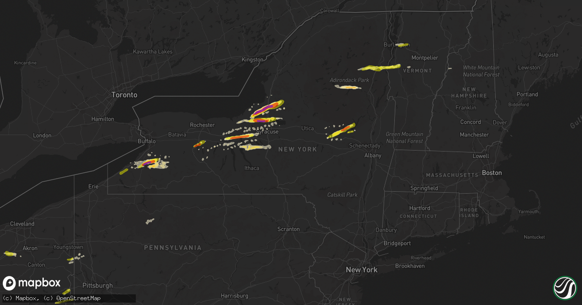 Hail map in New York on May 18, 2017