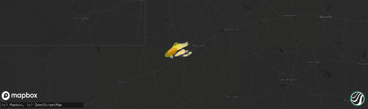 Hail map in Odessa, TX on May 18, 2017