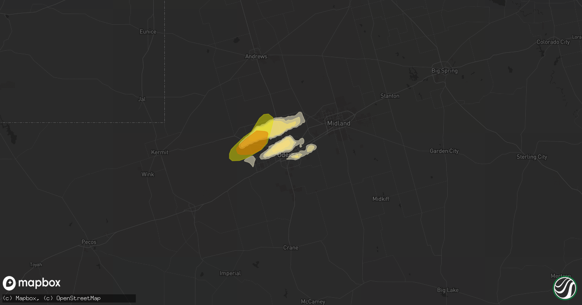 Hail map in Odessa, TX on May 18, 2017
