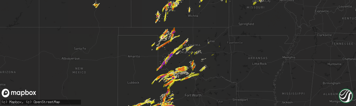 Hail map in Oklahoma on May 18, 2017