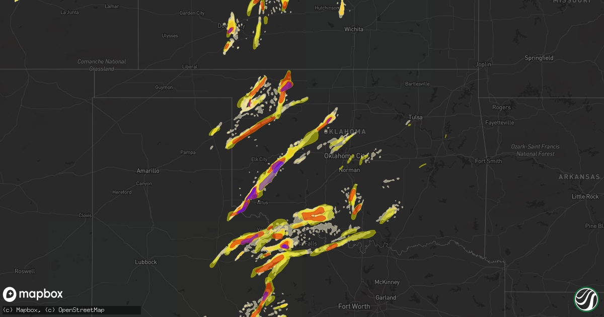 Hail map in Oklahoma on May 18, 2017