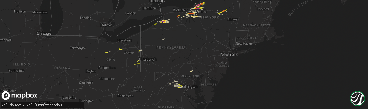 Hail map in Pennsylvania on May 18, 2017