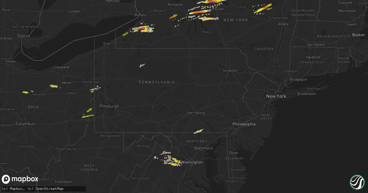 Hail map in Pennsylvania on May 18, 2017