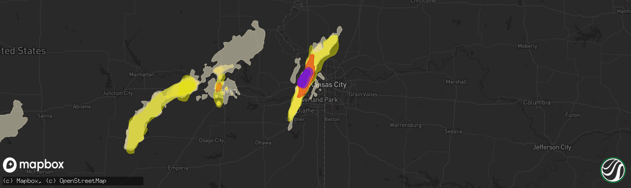 Hail map in Shawnee, KS on May 18, 2017