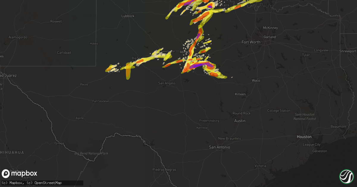 Hail map in Texas on May 18, 2017