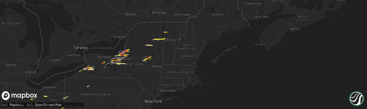 Hail map in Vermont on May 18, 2017