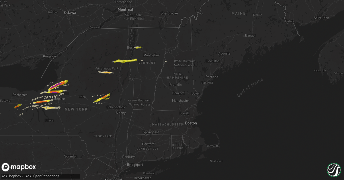 Hail map in Vermont on May 18, 2017