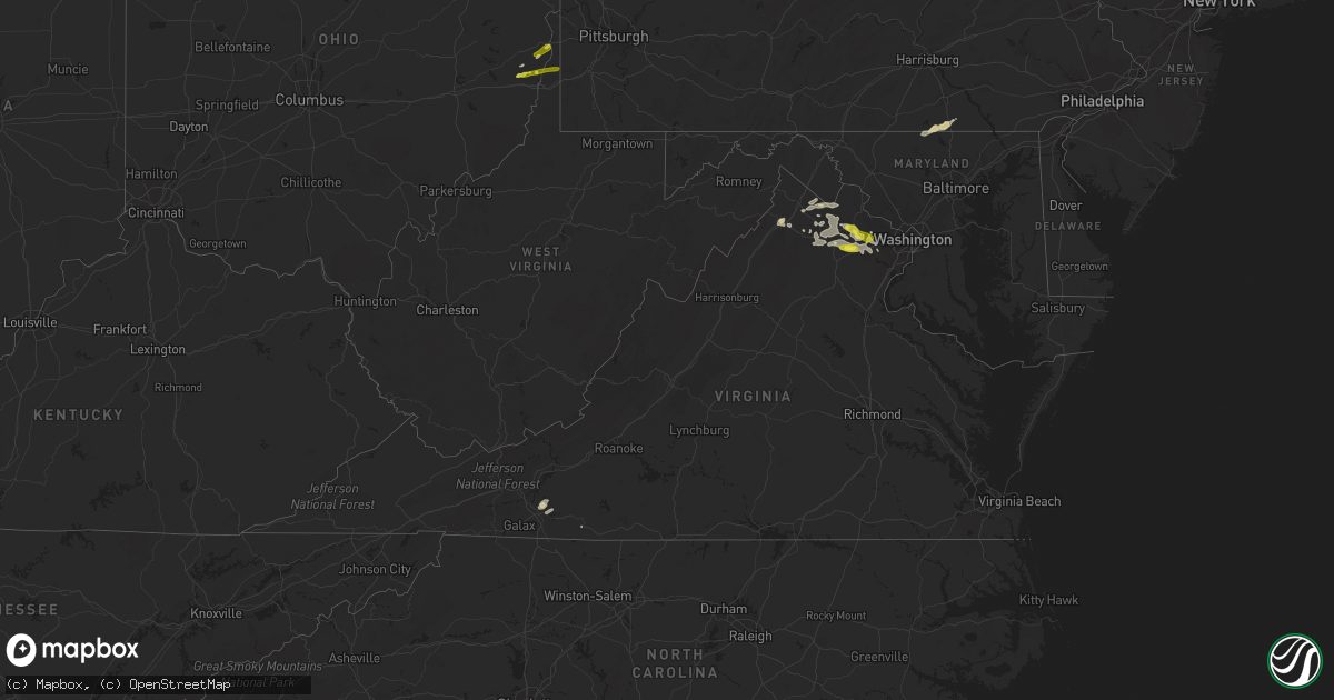 Hail map in Virginia on May 18, 2017