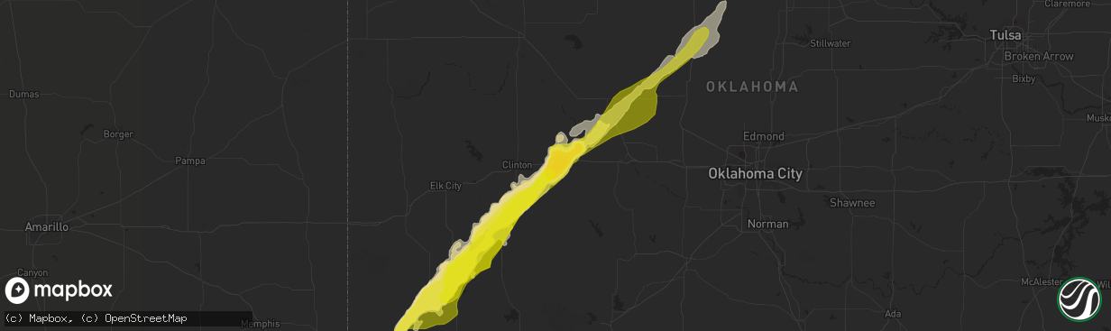 Hail map in Weatherford, OK on May 18, 2017