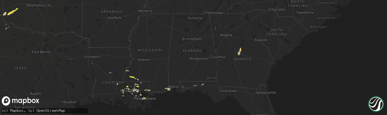 Hail map in Alabama on May 18, 2018