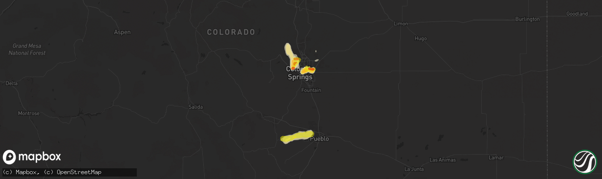 Hail map in Colorado Springs, CO on May 18, 2018