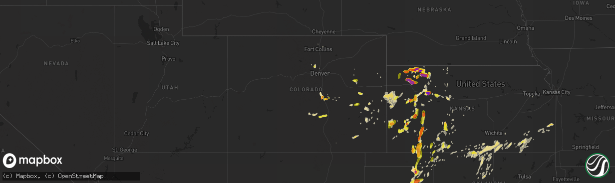 Hail map in Colorado on May 18, 2018