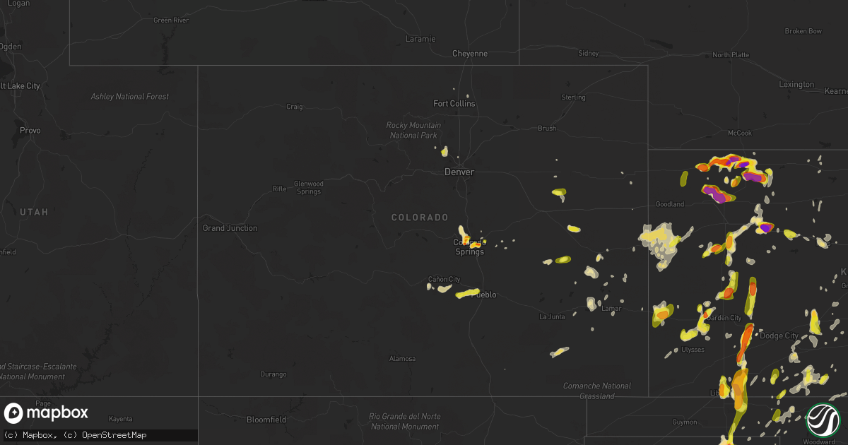 Hail map in Colorado on May 18, 2018