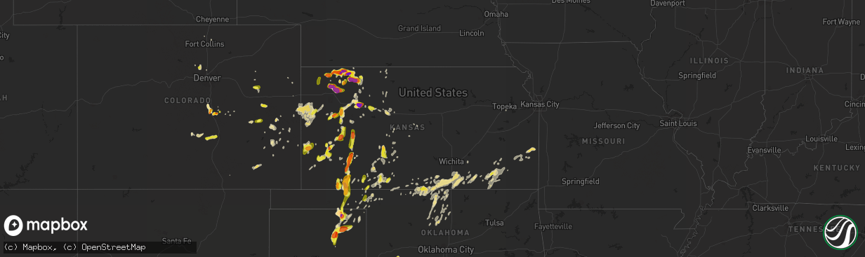 Hail map in Kansas on May 18, 2018