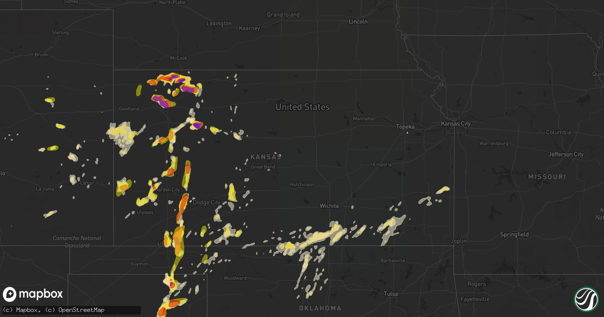 Hail map in Kansas on May 18, 2018
