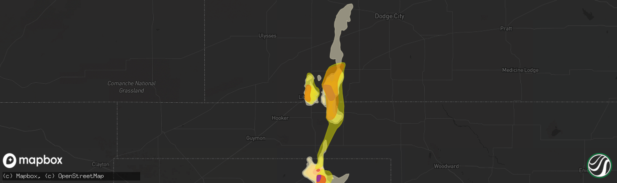 Hail map in Liberal, KS on May 18, 2018