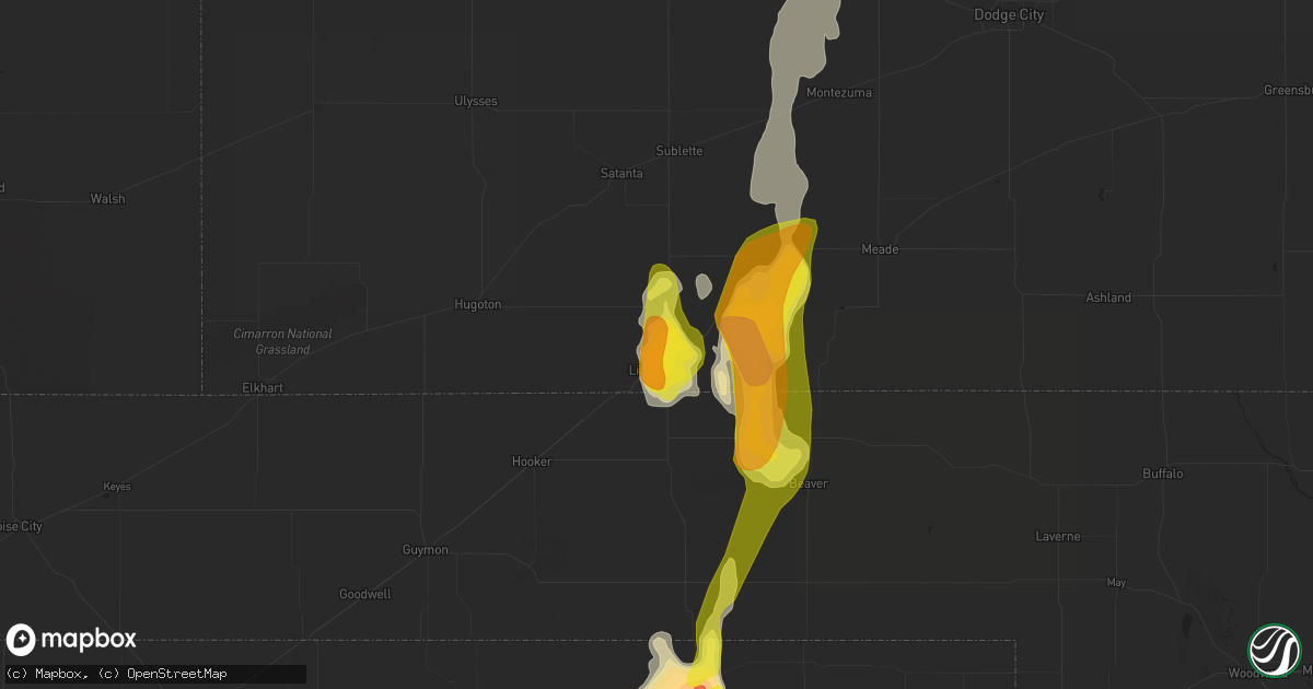 Hail map in Liberal, KS on May 18, 2018