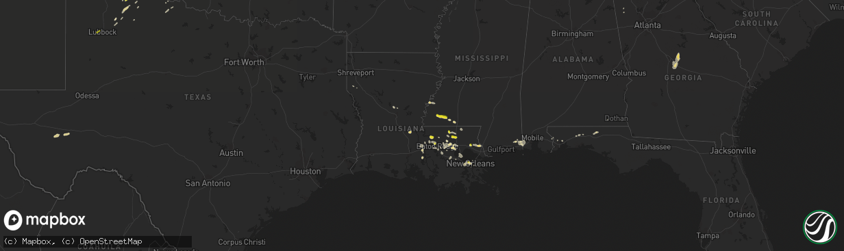 Hail map in Louisiana on May 18, 2018