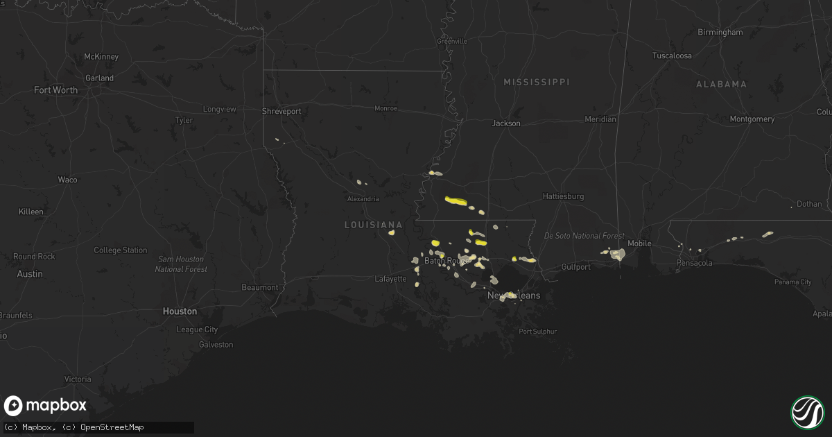 Hail map in Louisiana on May 18, 2018