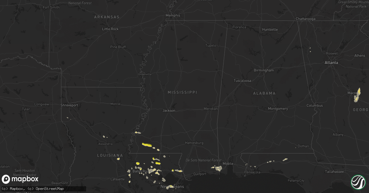 Hail map in Mississippi on May 18, 2018