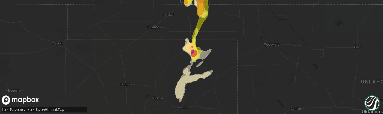 Hail map in Perryton, TX on May 18, 2018