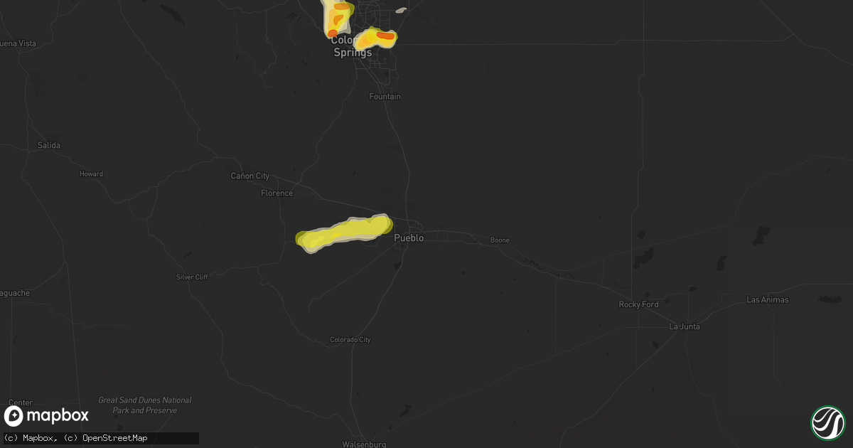 Hail map in Pueblo, CO on May 18, 2018
