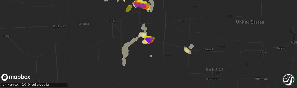 Hail map in Quinter, KS on May 18, 2018