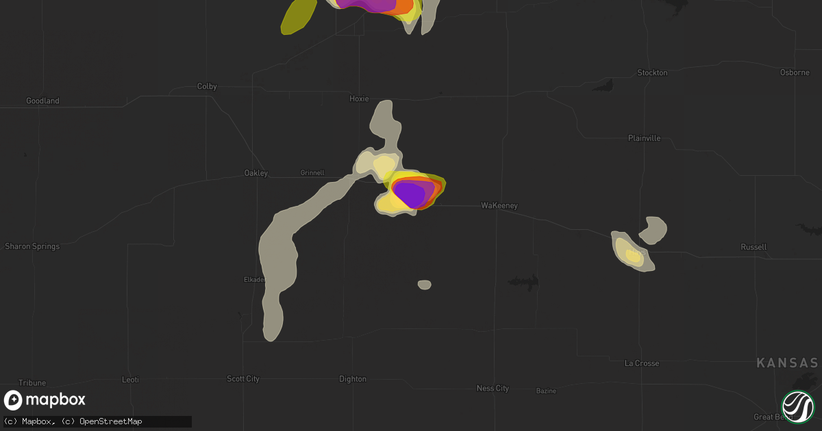 Hail map in Quinter, KS on May 18, 2018