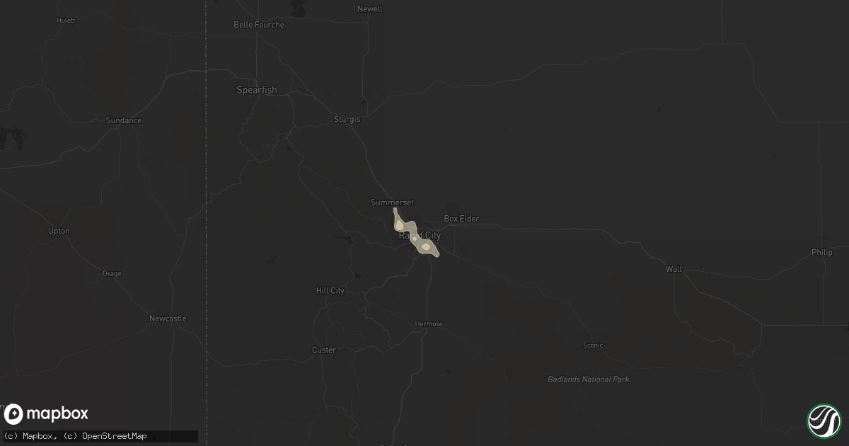 Hail map in Rapid City, SD on May 18, 2018