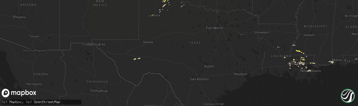 Hail map in Texas on May 18, 2018