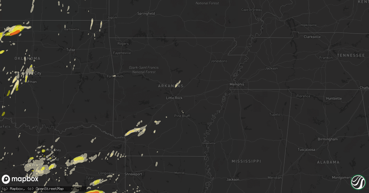 Hail map in Arkansas on May 18, 2019