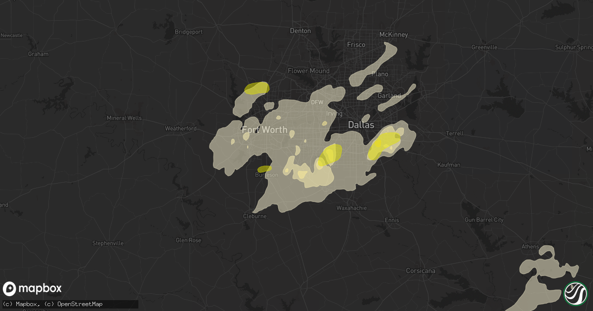 Hail map in Arlington, TX on May 18, 2019