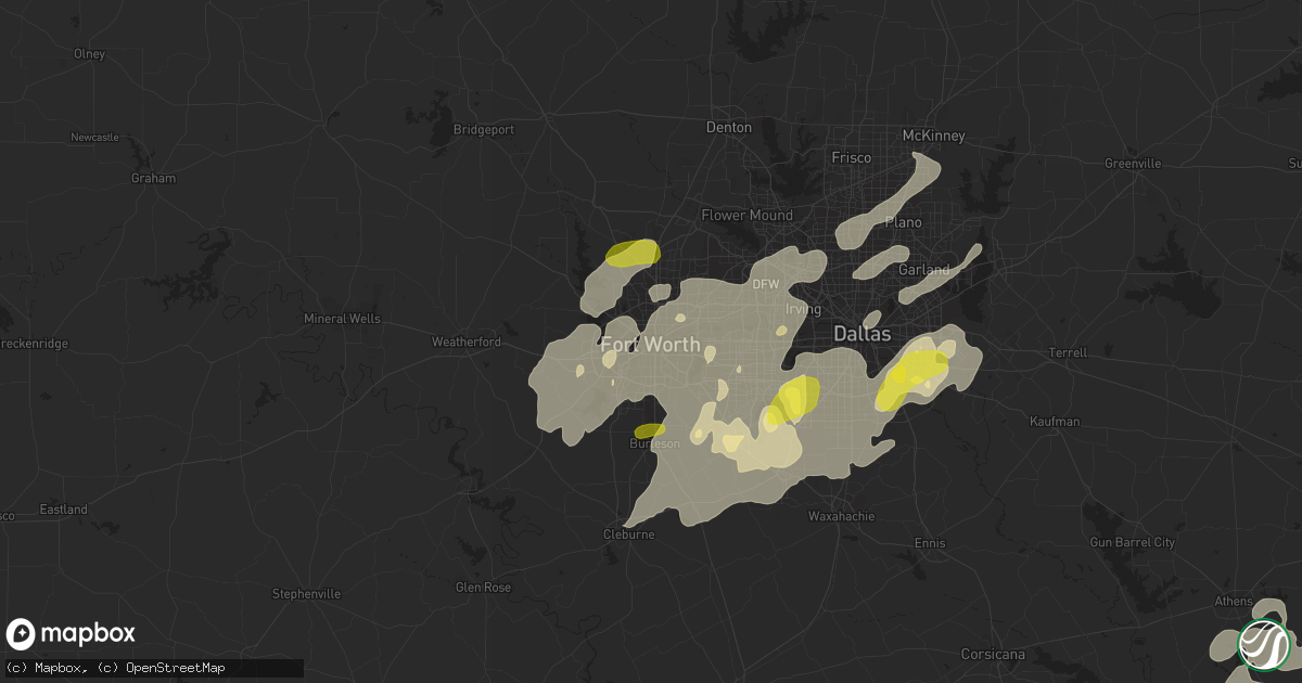 Hail map in Fort Worth, TX on May 18, 2019