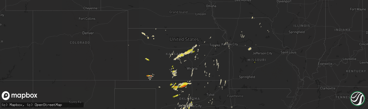 Hail map in Kansas on May 18, 2019