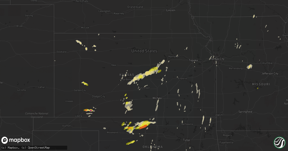 Hail map in Kansas on May 18, 2019
